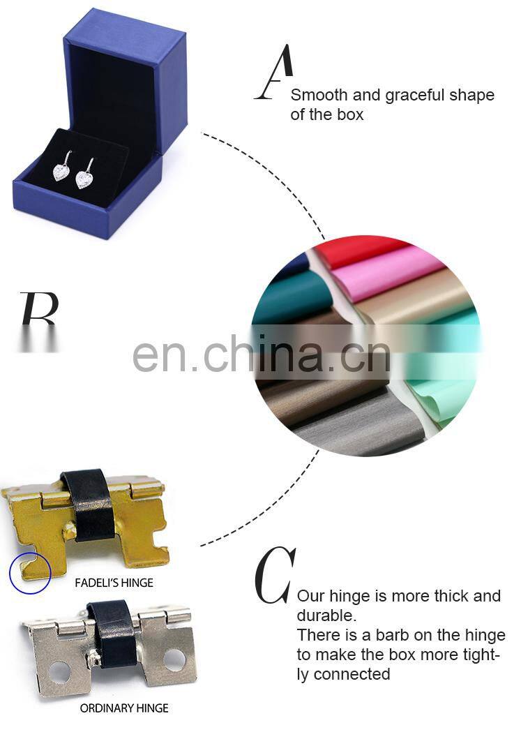 Fadeli Wholesale Custom Logo Royal Blue Pu Leather Jewelry Packaging Earrings Box