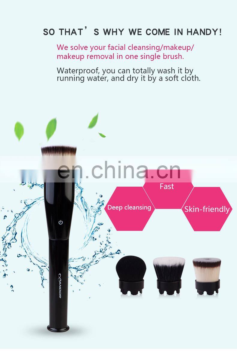 3 in 1 Electric Waterproof Facial cleansing rotating Makeup Brush Foundation Brush Cosmetic Tools for Skin care