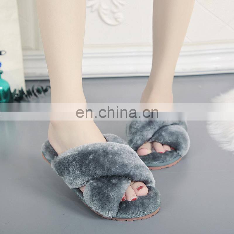 2020 Winter Furry Muffin Thick bottom Slide Ladies Women's Sandals for Women and Ladies