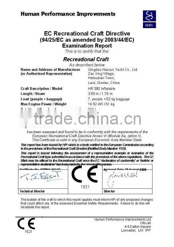 Hypalon/PVC CE Plywood floor 380 Foldable Inflatable Boats assist boat