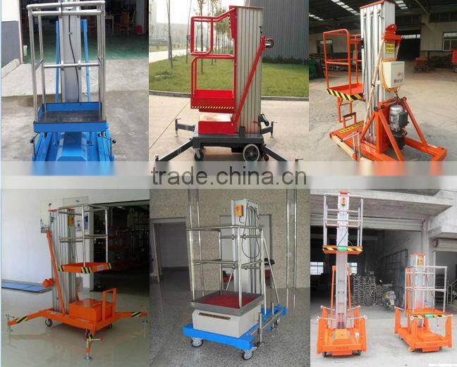 Aluminum mobile hydraulic lift platform, 100kg.Capacity, 6.0m. Working Height, Hydraulic, Mast-Type