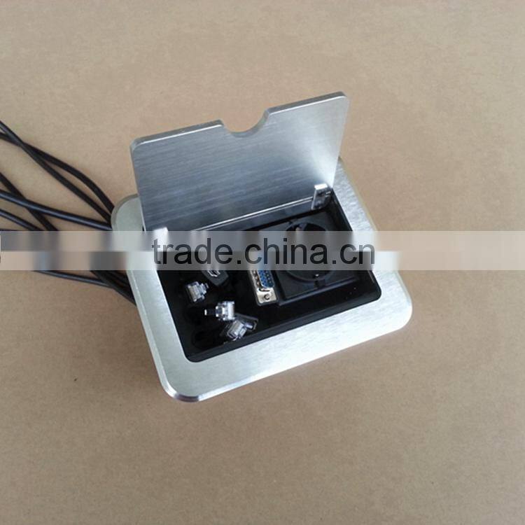 BW Audiovisual Office Furniture Wire Box For Table Top/Desk Power Outlet Box With Cables