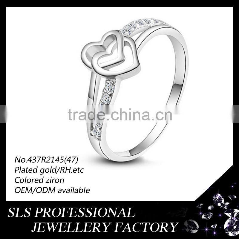 Trendy Micro Pave Jewelry with Rhodium Plated Rings for Anniversary