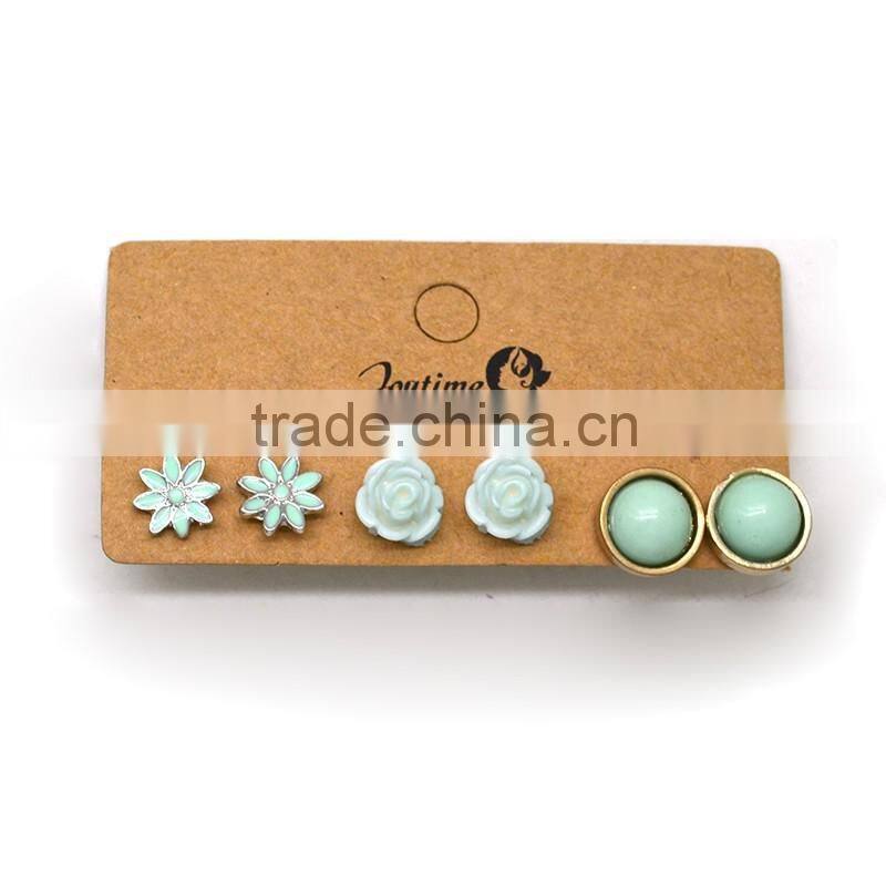 Spring is Coming Design Young Girl's Fancy Green Flower Earring Set Jewelry