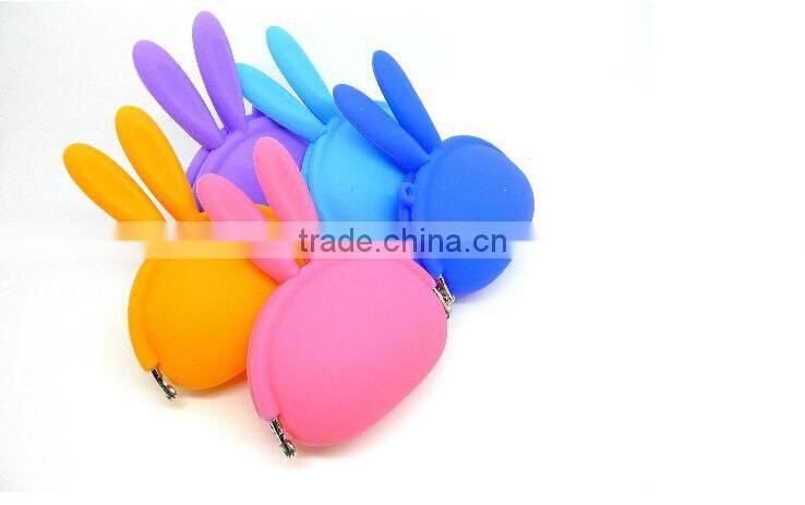 2015 Rabbit ears shaped silicone money pouch/ latest designs silicon rubber change purse