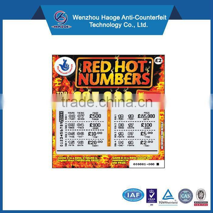 Varnishing,Glossy surface Surface Finish Offset Printing,4 color printing Printing Type custom scratch off lottery tickets