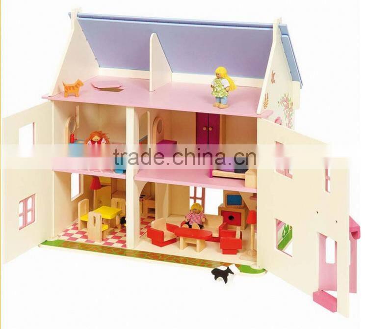 2016 New Design Wooden Toy House for Kids Child Educational Wooden Assembling Set Baby DIY Doll House