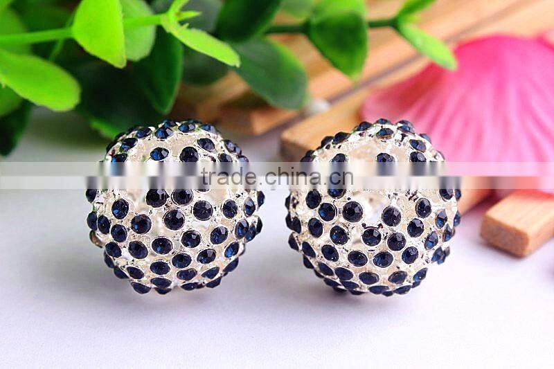 AAA Quality 20mm large fashion alloy rhinestone ball crystal bubblegum loose charm beads for DIY jewelry making!!