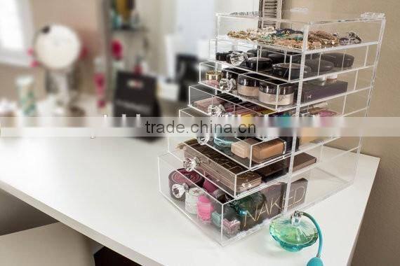 Customized Clear Diamond Premium Handles Acrylic Organizer Storage Furniture Drawers for Organization