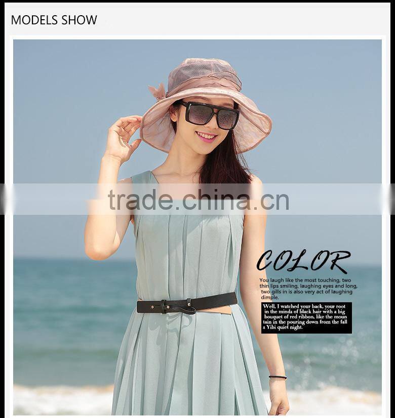 exquisite lace wide brim hat with flower decoration