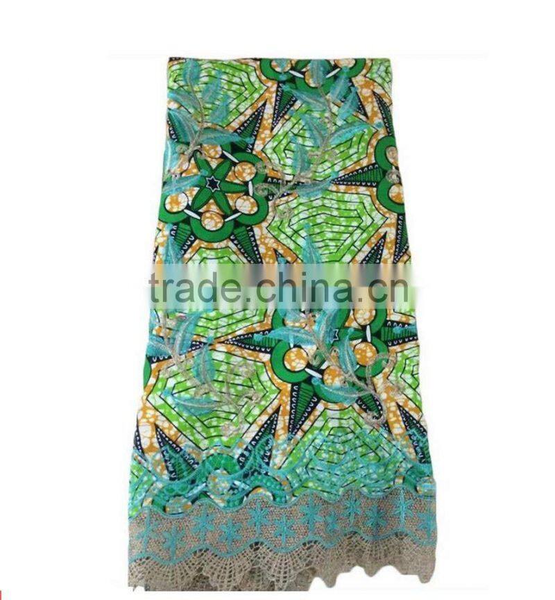 wax holland printed fabric with embroidered design guipure cord lace in guangzhou