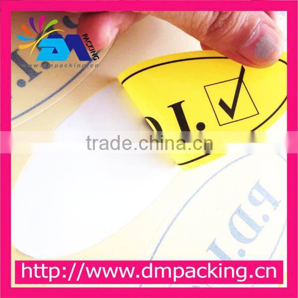 elliptical orange with black printing self-adhesive sticker for glass