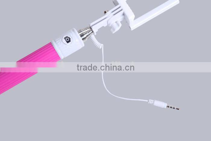 Wired Selfie Stick Handheld Monopod Built-in Shutter Extendable with Fold Holder For iPhone Samsung Smartphone Any Phones Camera
