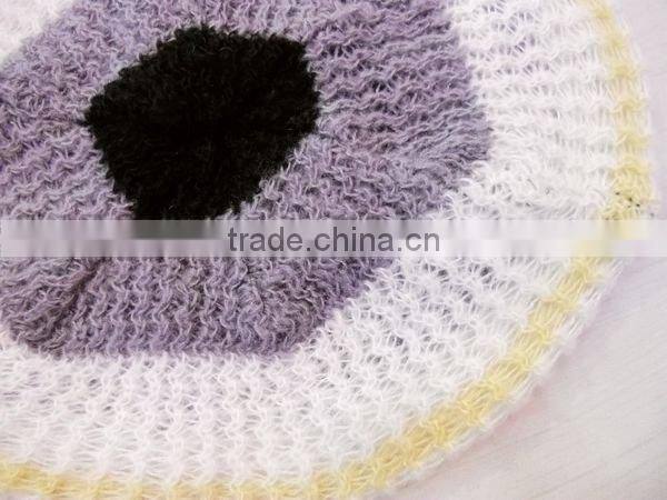 fashion acrylic mohair gloves hat beret set