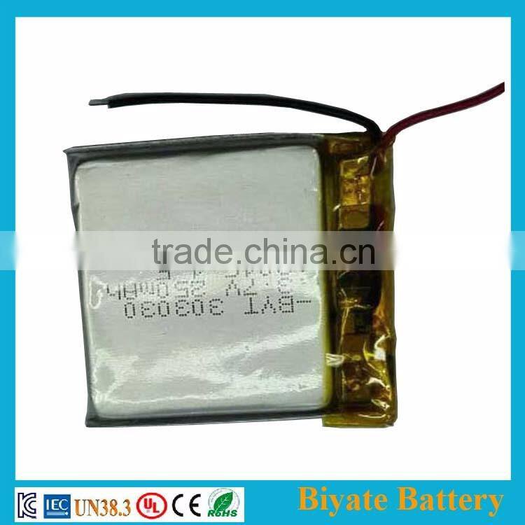 OEM welcome 303030 portable lipo battery 3.7v 250mah rechargeable cell