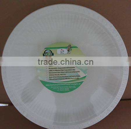 biodegradable disposable cornstarch 9 inch plastic plate with shrink pack