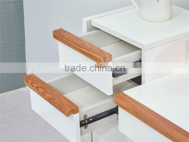 Modern high glossy white dresser with mirror in bedroom furniture set