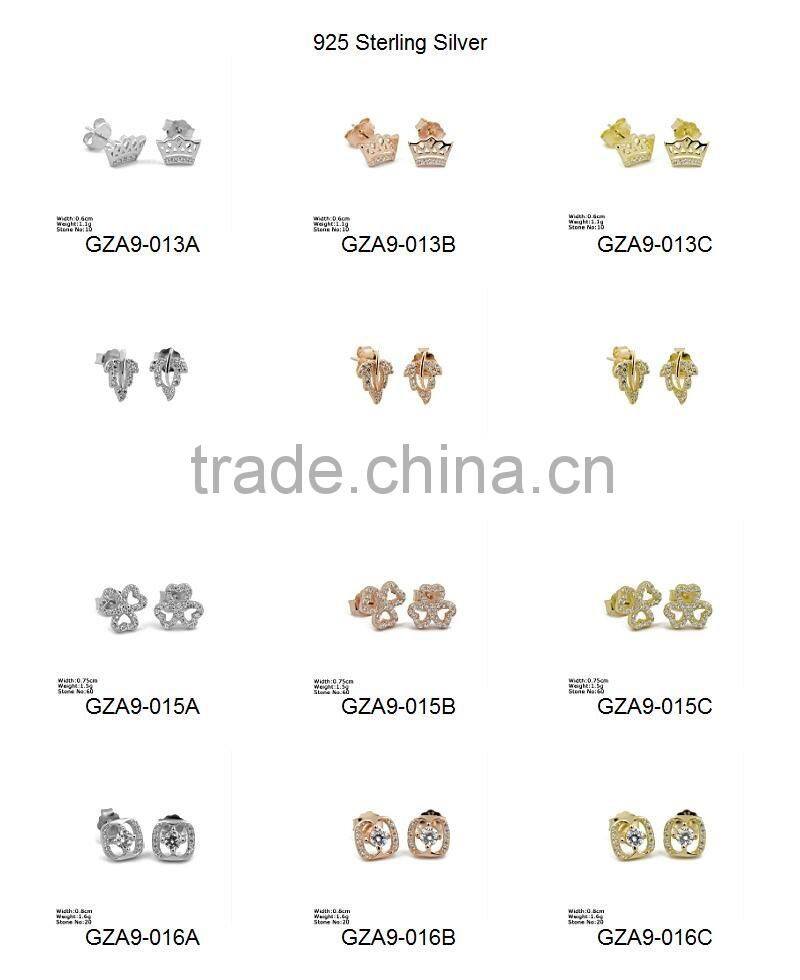 GZA9-025 Rose Gold Plating Earring Jewelry 925 Silver Crstal Earings