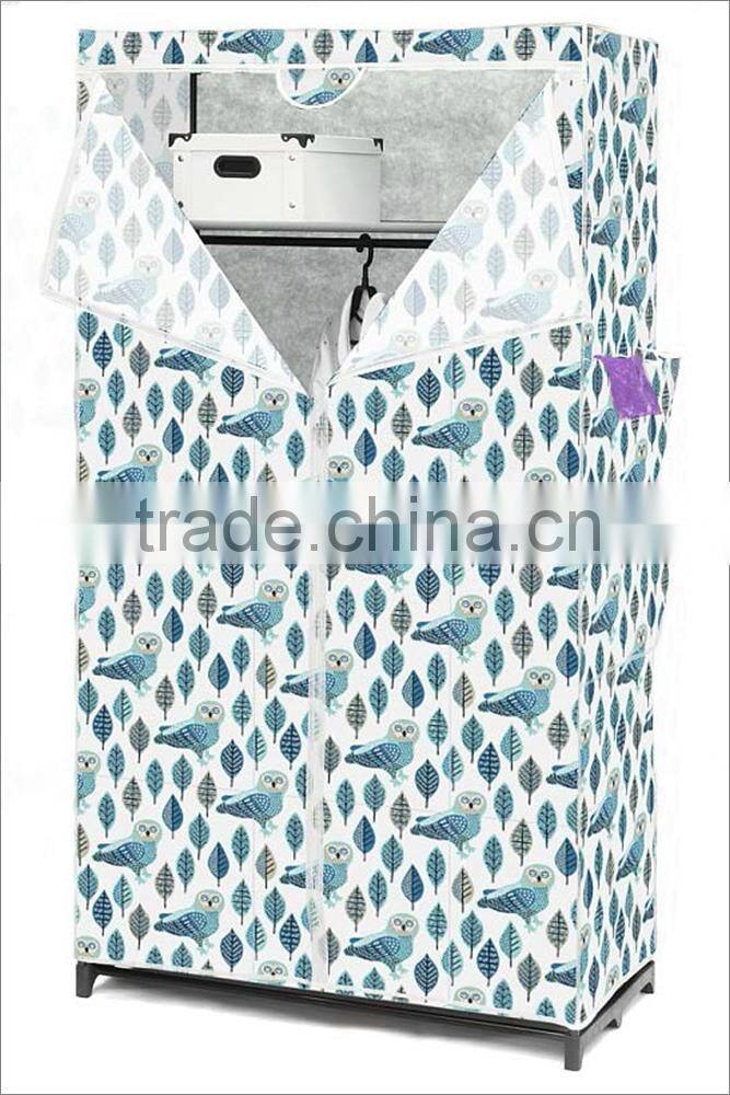 PRINTING FABRIC WARDROBE WITH METAL SHELF