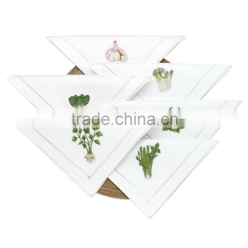 hand embroidery napkin,hemstitch napkin,linen napkin
