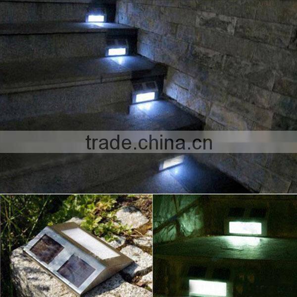 Waterproof 4 LED Solar Stair Light Step Light Garden Modern Stainless Steel Outdoor Light