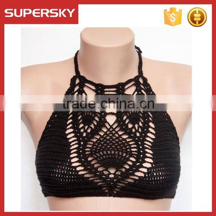 C629 Pink sexy ladies handmade crochet bra bikini