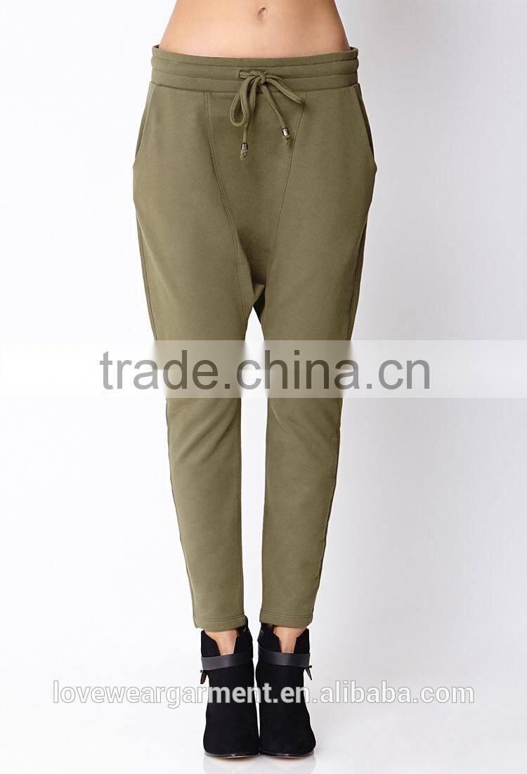 Custom army green blank baggy harem pants for women wholesale