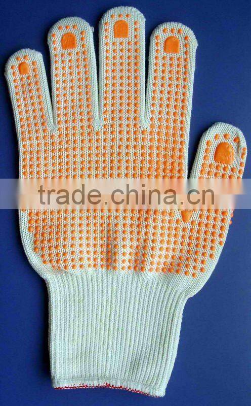 PVC dot glove with four threads