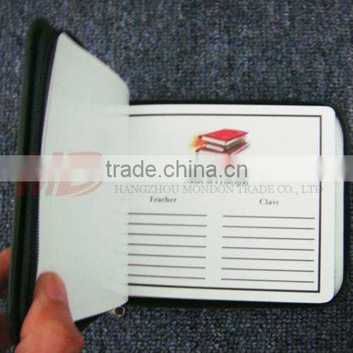 Forest Green Zipper Closed Leatherette Autograph Book with Golden Stamping