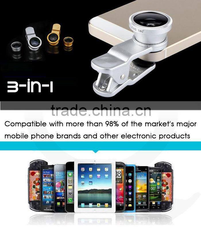 180 degree Fish-Eye Lens+Wide Angle Lens+Micro Lens 3-in-1 Camera Lens Kits for iPhone 5