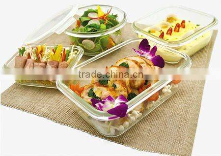 Heat Resistance Glass borosil clear glass lunch box with lock