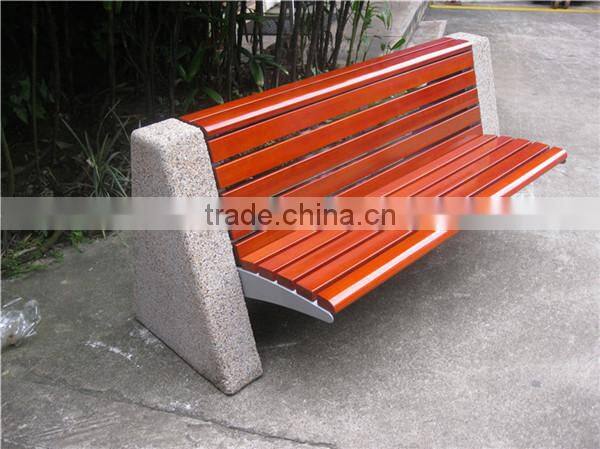 Cement stone outdoor public bench wooden commercial bench