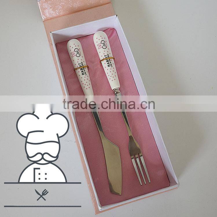 2015 New design small knife and spoon ceramic cutlery set