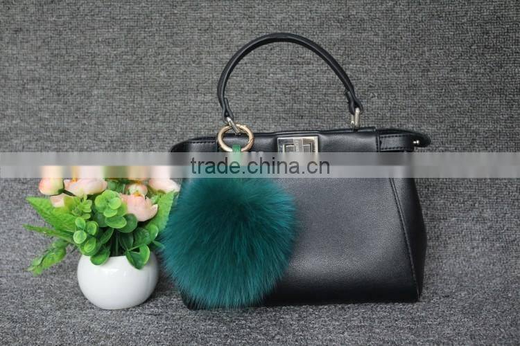 Real Natural Fox Fur Ball Pompom Keychain Hanging Accessory Pendant