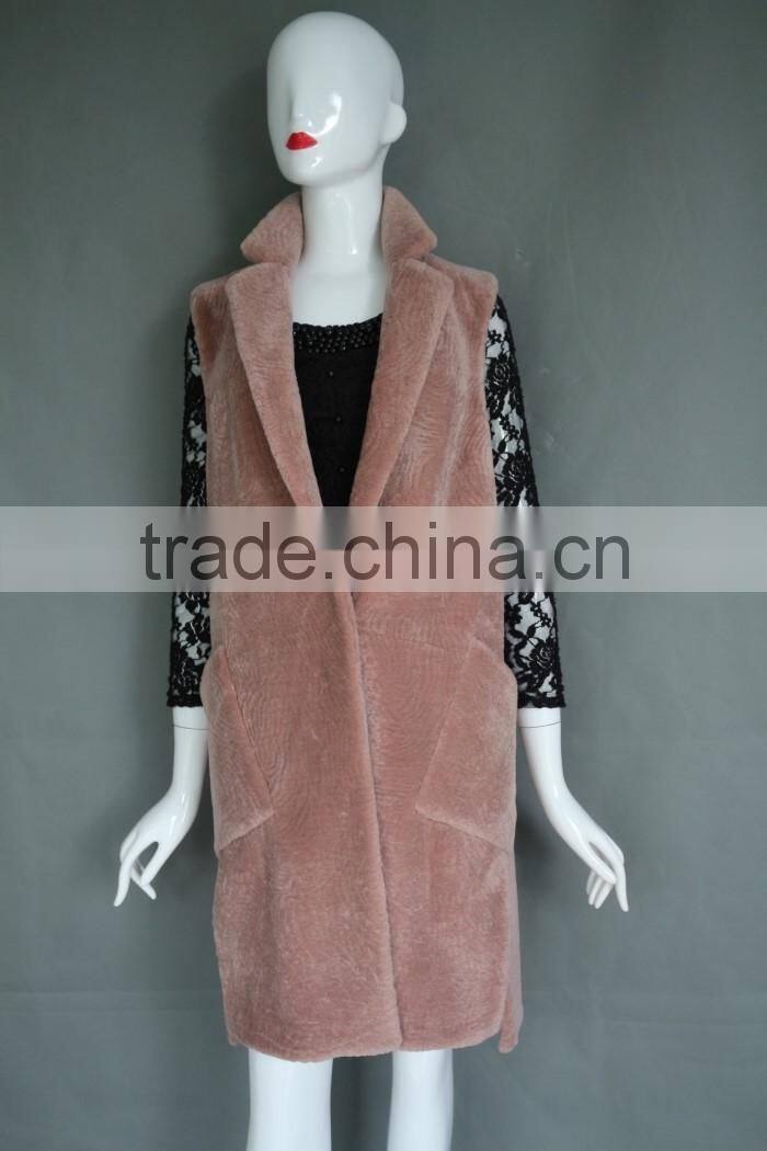 Korean women's merino sheep fur long cashmere coat & winter long fur coat with for girls