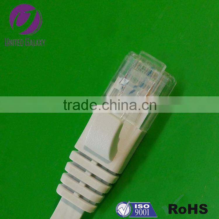 High quality white flat RJ45 cat6 crystal flat Ethernet cable