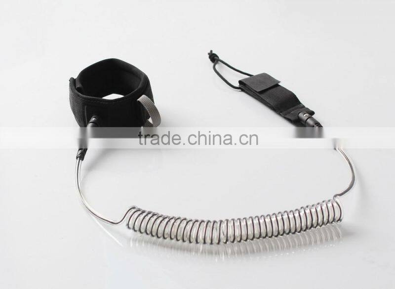 Black TPU Surf Leash Coiled by Bullet Proof Surf -Double Stainless Steel Swivels