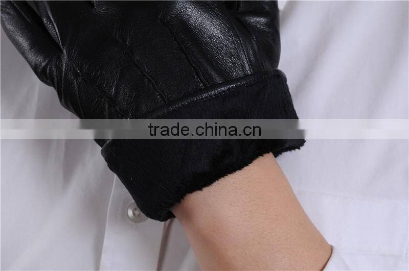 Winter Men's Genuine Leather Gloves Driving Sheepskin Mittens Thicken Warm Fashion Male Gloves