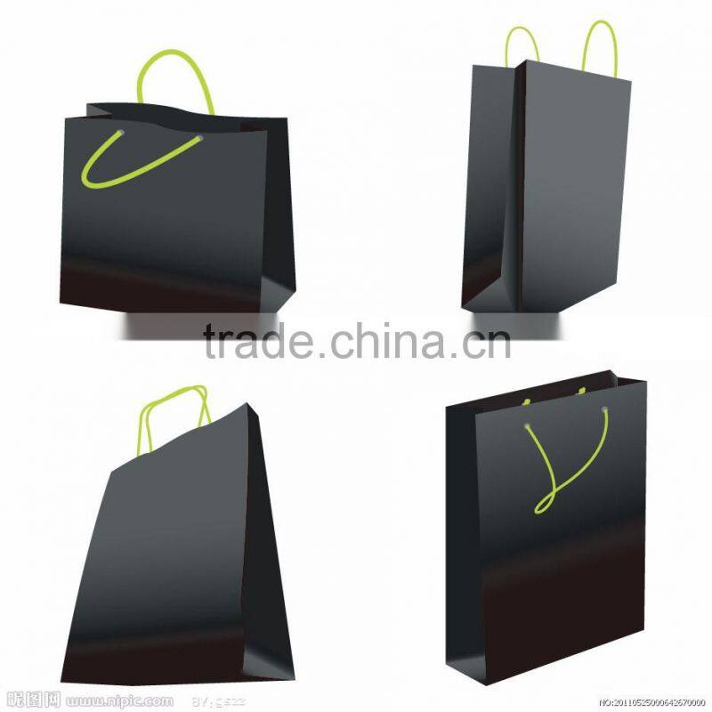 factory outlet OEM black gift paper bag with silk ribbon