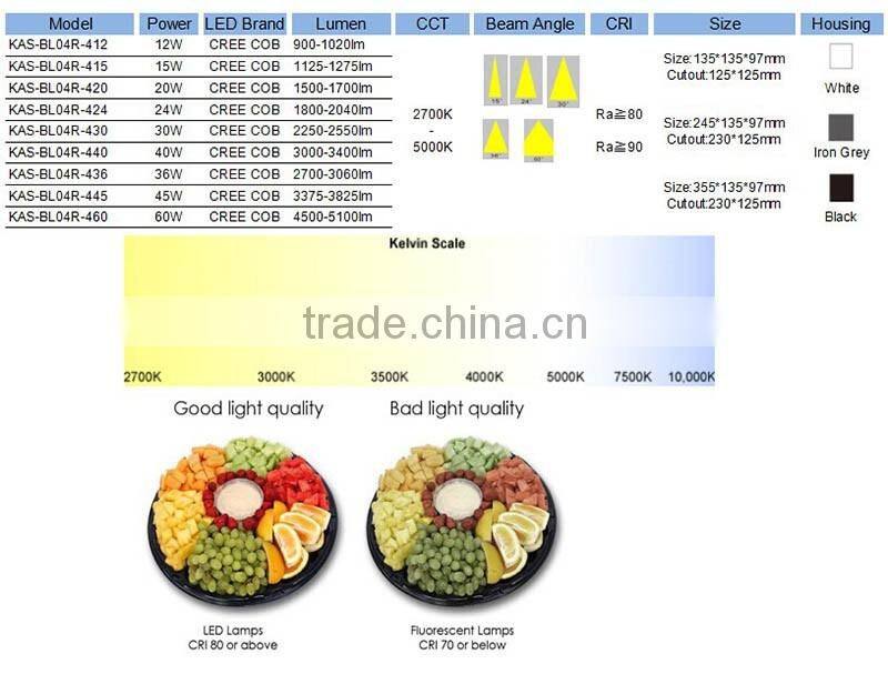 Best quality grille downlight high lumen downlight 30W COB LED downlight