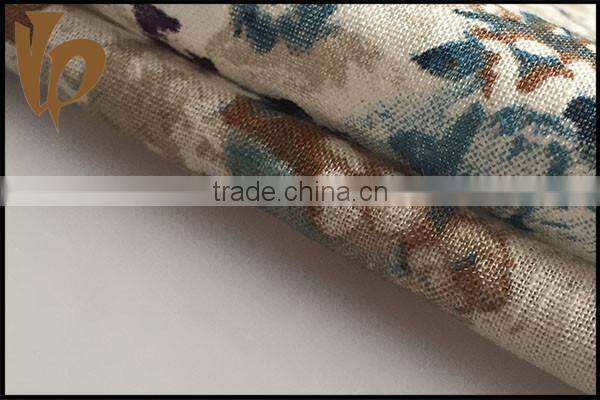 Shaoxing flower printing fabric linen and viscose rayon fabric for woman dress