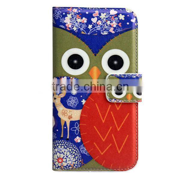 Cute Cartoon Owl Stand Wallet Flip pu Leather bumper case for htc desire eye