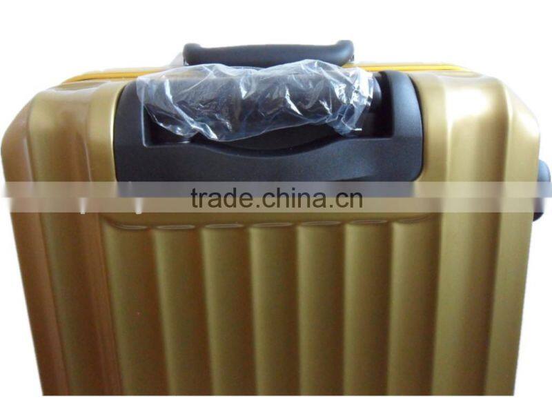 2016 Fashion Design Golden Color ABS+PC luggage with Aluminum Frame/ TSA lock travel set/OEM accept luggage