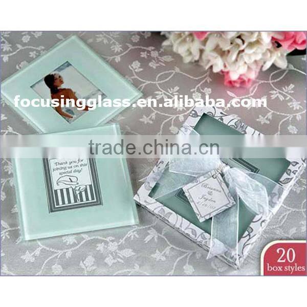 Factory custom tempered glass tea cup coaster with anti-slip