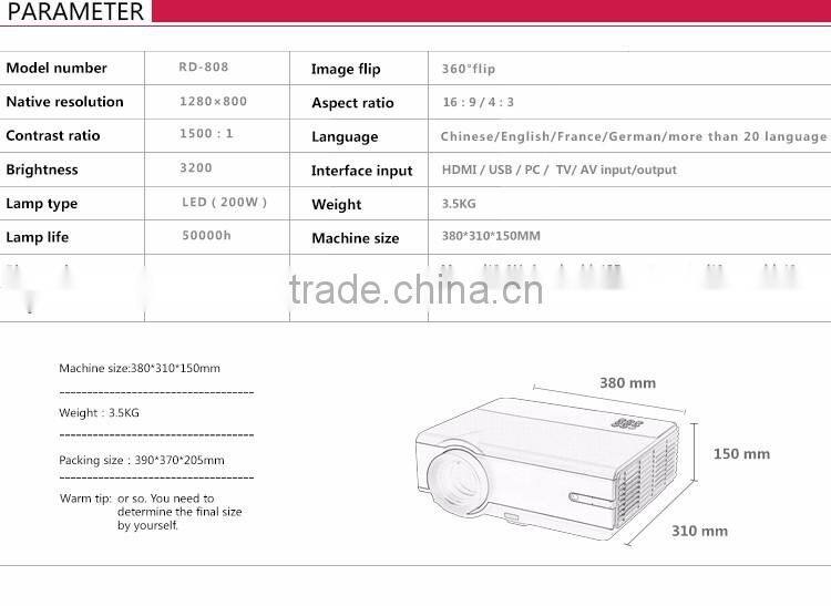 1280x800 WXGA Home Theater Cinema 1080P TV Video Digital HDMI LCD Video fuLL HD LED Projector Proyector Beamer Projetor wifi