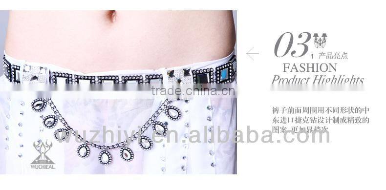 High Fashion Czech Diamonds Belly Dance Skirt Pants Silk Belly Dance Skirts Dresses QC2131