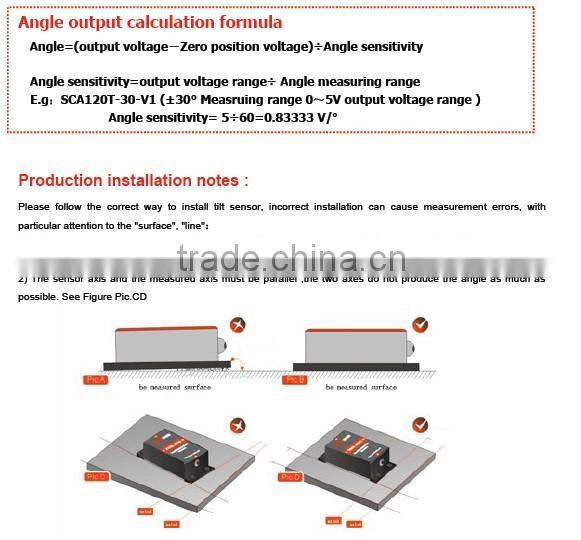 SCA120T Voltage Type Dual Axis Inclinometer Standard Analog Type Tilt Sensor From Reliable Shenzhen Factory