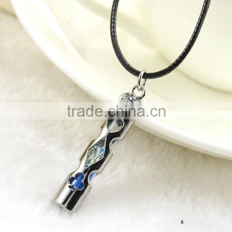 Fashion Jewelry High Quality Metal Hollow Shaped Hourglass Tube Pendant Stainless Steel Necklace