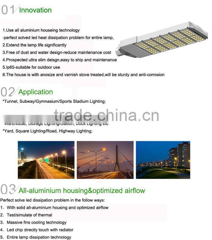Meanwell driver 5 years warranty Bridgelux 3W chip led street light 180W, 180w led street light with high lumen