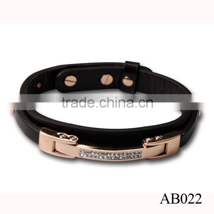 Handmade Jewelry Mens Leather Bracelet 316l Stainless Steel Gold Plated Wholesale
